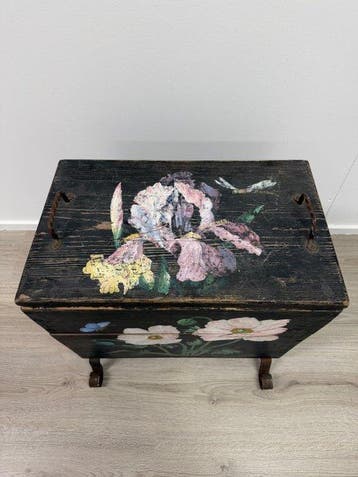 Poitrine - Bois - coffre peint à la main français, Antiek en Kunst