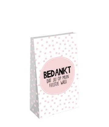 8x Blokzak maat L Bedankt dat jij op mijn feestje was! ROZE, Verzenden, Cadeauzakje