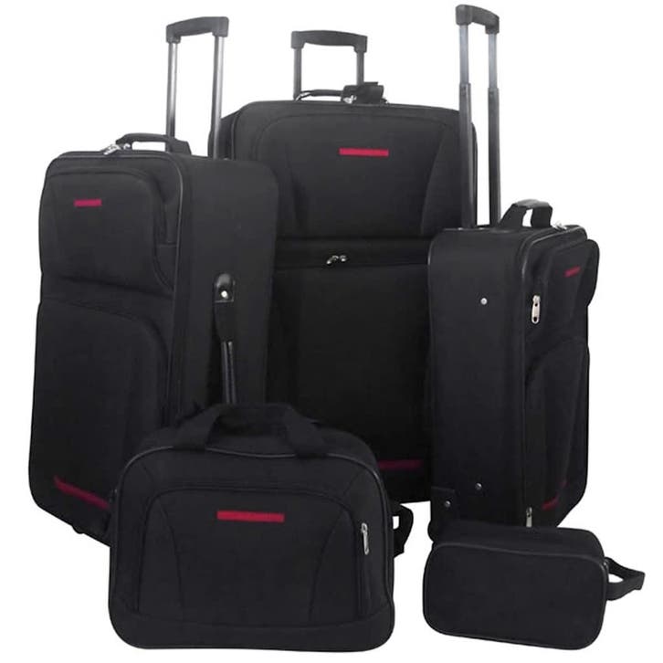vidaXL Reisbagage set zwart 5-delig, Bijoux, Sacs & Beauté, Valises, Envoi