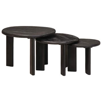 vidaXL Nesting Koffietafels 3 st Wit Ø 54 x 40 cm Massief, Verzenden, Nieuw