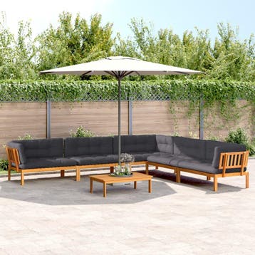 vidaXL 6-delige Loungeset pallet met kussens massief, Verzenden, Nieuw