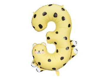 Helium Ballon 3 Jaar Cheetah Leeg 75cm, Verzenden, Nieuw