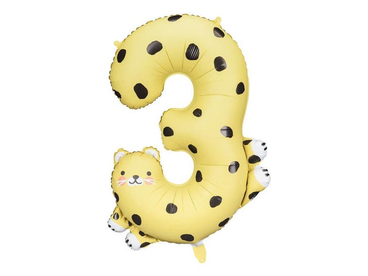 Helium Ballon 3 Jaar Cheetah Leeg 75cm, Hobby en Vrije tijd, Feestartikelen, Nieuw, Verzenden
