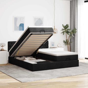vidaXL Ottoman bed met matrassen 180x200cm stof zwart, Verzenden