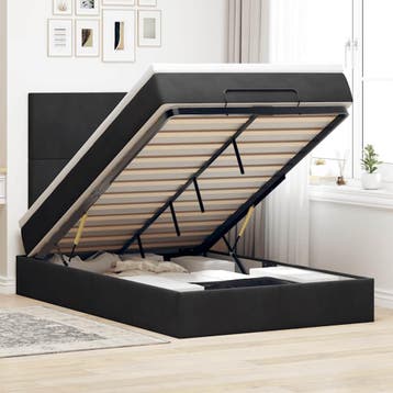 vidaXL Ottoman bed met matrassen 120x200cm fluweel zwart, Verzenden