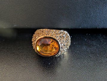 Beeld, Swarovski ring met grote steen - 2.5 cm - Metaal,