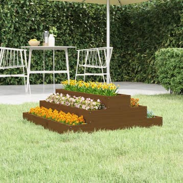 vidaXL Plantenbak 80x80x27 cm massief grenenhout honingbruin, Verzenden