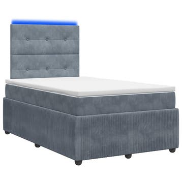 vidaXL LED Boxspringbed met Matras Donkergrijs 120 x 190 cm, Verzenden, Nieuw