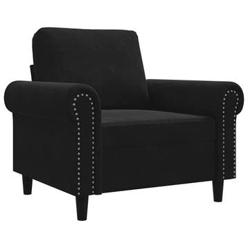 Fauteuil Fluweel Zwart | 41% Korting | Retour Deal, Overige materialen, Verzenden, 75 tot 100 cm, Zo goed als nieuw