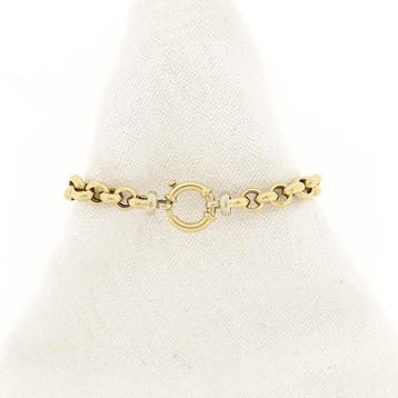 Gouden jasseron schakelarmband | 21 cm, Handtassen en Accessoires, Armbanden, Ophalen of Verzenden, Gebruikt, Goud, Goud