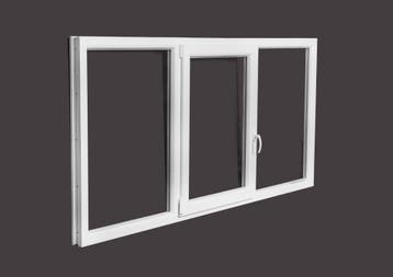 PVC vast-draaikiep-vast b300xh110 cm Wit, Ophalen of Verzenden, Gevelraam of Ruit