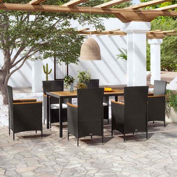 vidaXL 7-delige Tuinset met kussens poly rattan, Tuin en Terras, Verzenden, Nieuw, Tuinset
