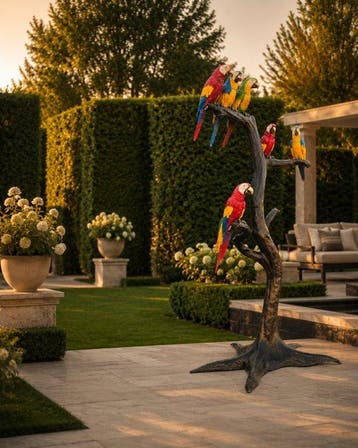 Beeld, XXL Bronze Parrot Tree - 202.5 cm - Brons - 2026