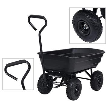 vidaXL Tuinkiepwagen 300 kg 75 L zwart, Verzenden