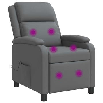 vidaXL Massage Relaxstoel Grijs Kunstleer, Verzenden