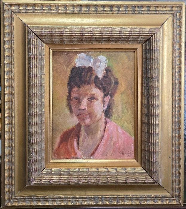 Carlo Passigli (1881-1953), Attr.a - Ritratto di fanciulla, Antiek en Kunst, Kunst | Schilderijen | Klassiek