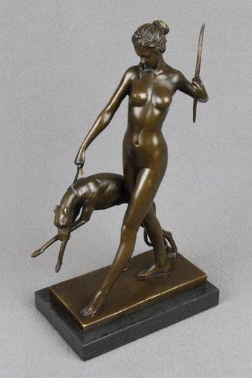 After Edward McCartan (1879–1947) - sculptuur, Diana with, Antiek en Kunst