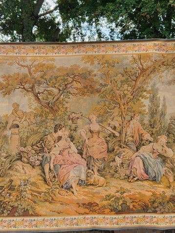 Groot vintage Frans Jacquard wandtapijt - Les Amours