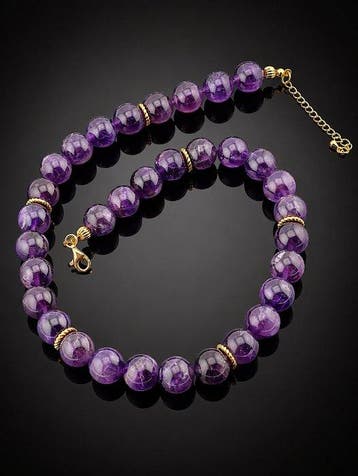 Paars amethist ketting - Goudverguld 925 Sterlingzilver -