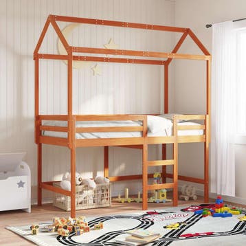 vidaXL Hoogslaper bedframe Waskleur Bruin 90 x 190 cm, Verzenden