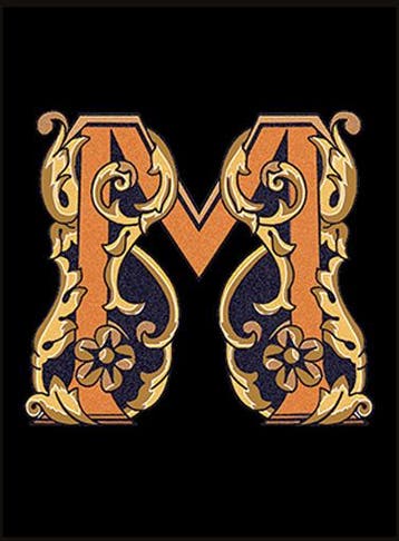VERSACE ALFABET - Letter M (Nero/Oro) / Vloertegel en, Ophalen of Verzenden