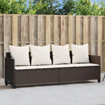 vidaXL Ligbed met kussens poly rattan bruin, Verzenden