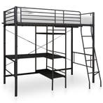 vidaXL Stapelbedframe met tafel metaal zwart 90x200 cm, Verzenden, Nieuw