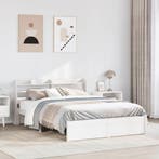 vidaXL Bedframe met hoofdeinde zonder matras 140x190 cm wit, Verzenden