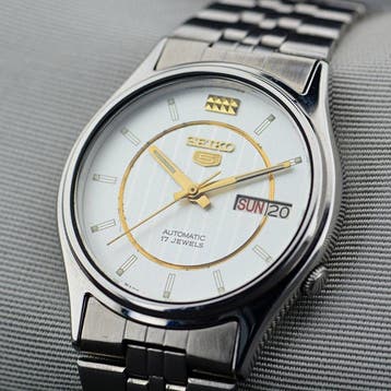 Seiko - 5 Automatic White Dial - Zonder minimumprijs -