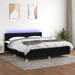 vidaXL Boxspring met matras en LED stof zwart 160x200 cm, Verzenden
