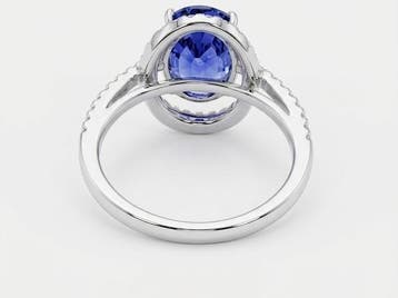 Ring - 18 karaat Witgoud - 3.44ct. tw. Saffier - Diamant