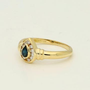 Bague - 18 carats Or jaune Saphir - Diamant, Bijoux, Sacs & Beauté
