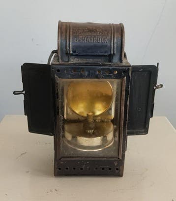 OSMEKA - Lantaarn - Metaal, Glas, Hout - Carbid lamp
