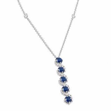 Halsketting - 14 karaat Witgoud - 1.48ct. tw. Saffier -