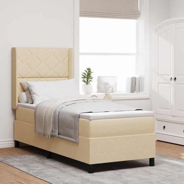 vidaXL LED Box Spring Bed met hoofdeinde Crème 80 x 200 cm, Verzenden