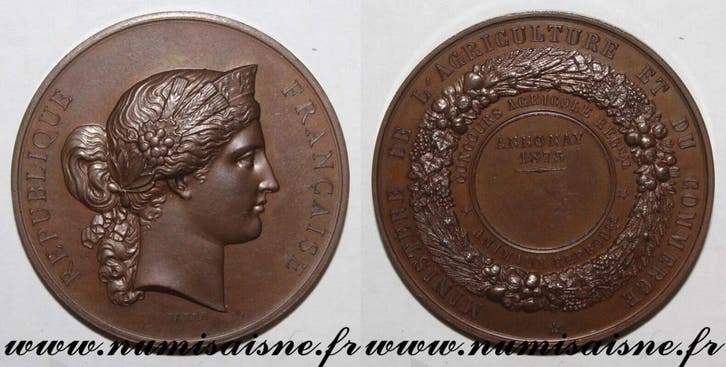 France Medaille Landwirtschaft Landwirtschaftlicher Wettb..., Timbres & Monnaies, Pièces & Médailles, Envoi