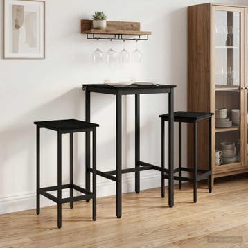 vidaXL Barkruk 2 st Zwart eiken 40 x 32 x 64 cm Bewerkt hout, Verzenden