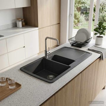 vidaXL Keukenwasbak Dubbele Wasbak Graniet 96 x 50 x 31 cm, Maison & Meubles, Verzenden