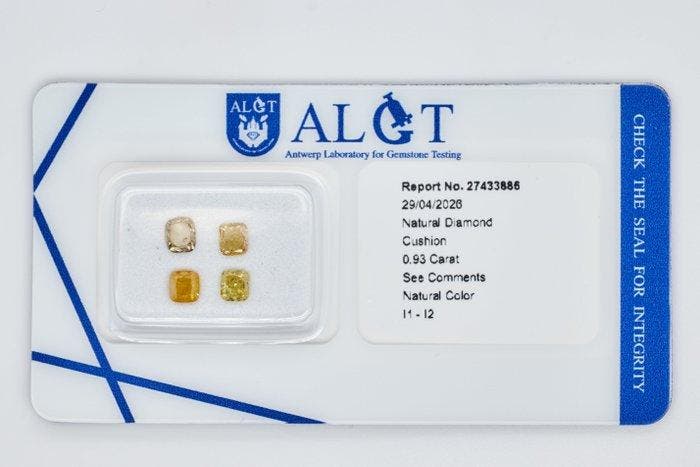 Zonder minimumprijs - 4 pcs Diamant (Natuurlijk) - 0.93 ct -, Bijoux, Sacs & Beauté, Pierres précieuses