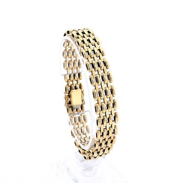 Gouden fantasie schakelarmband, Ophalen of Verzenden, Gebruikt, Goud, Goud