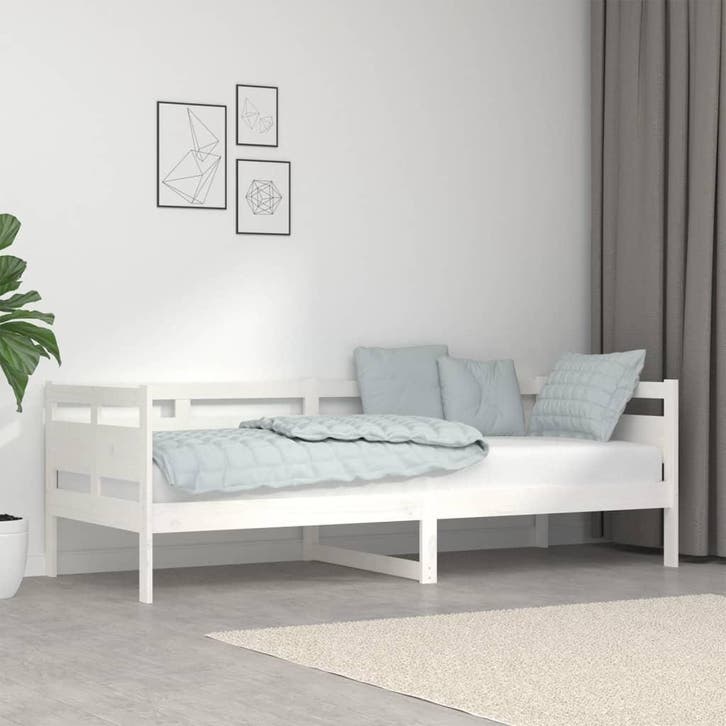 vidaXL Slaapbank massief grenenhout wit 80x200 cm, Huis en Inrichting, Slaapkamer | Bedden, Nieuw, Verzenden