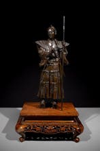 Bronze patiné - Signed Gyokko - Un excellent okimono en, Antiquités & Art