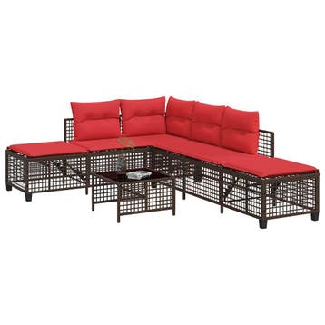 vidaXL 3-delige hoektuinbankset met kussens, bruin polyrotan, Tuin en Terras, Verzenden, Nieuw