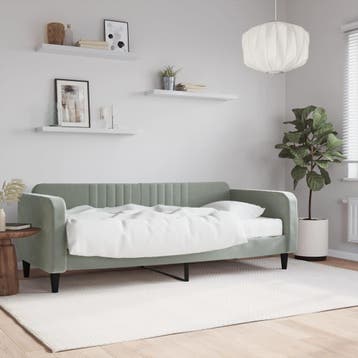 vidaXL Slaapbank met matras 90x200 cm fluweel lichtgrijs, Verzenden, Nieuw