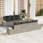 vidaXL Tuinbank Set met kussen 8 pcs Lichtgrijs poly rattan, Verzenden, Nieuw