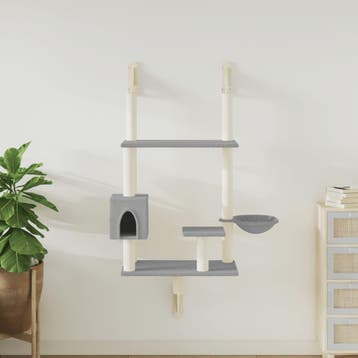 vidaXL Kattenmeubel wandgemonteerd met krabpaal 153 cm, Verzenden, Nieuw