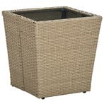 vidaXL Salontafel 41,5x41,5x44 cm poly rattan en gehard glas, Verzenden, Nieuw