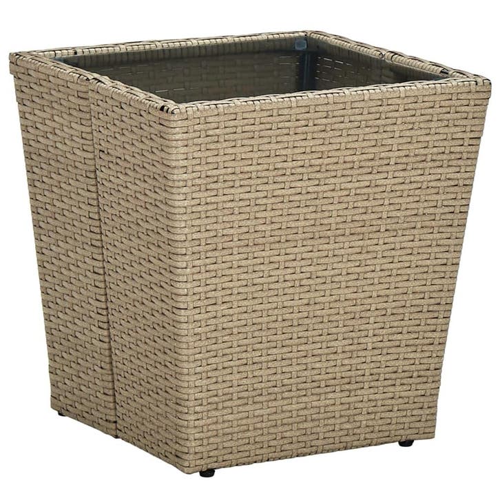 vidaXL Salontafel 41,5x41,5x44 cm poly rattan en gehard glas, Tuin en Terras, Tuintafels, Nieuw, Verzenden
