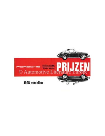 1968 PORSCHE 911 / 912 PRIJSLIJST NEDERLANDS, Ophalen of Verzenden