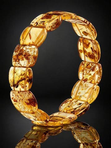 Bracelet en ambre naturel - Maillons dambre jaune miel -